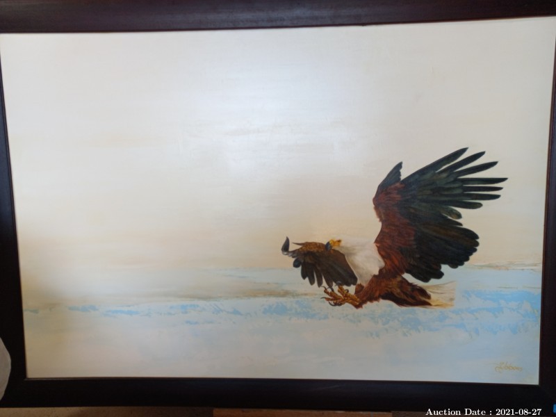 Lot 512 - Magnificent Large Framed Oil on Board - \'Fish Eagle\' signed Gibbons