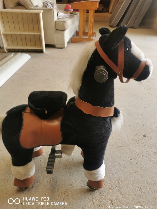 385 - Ride-on Plush Horse with Wheels