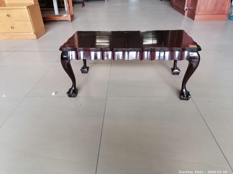 5037 - Rectangular Solid Wood Coffee Table with Ball and Claw Feet