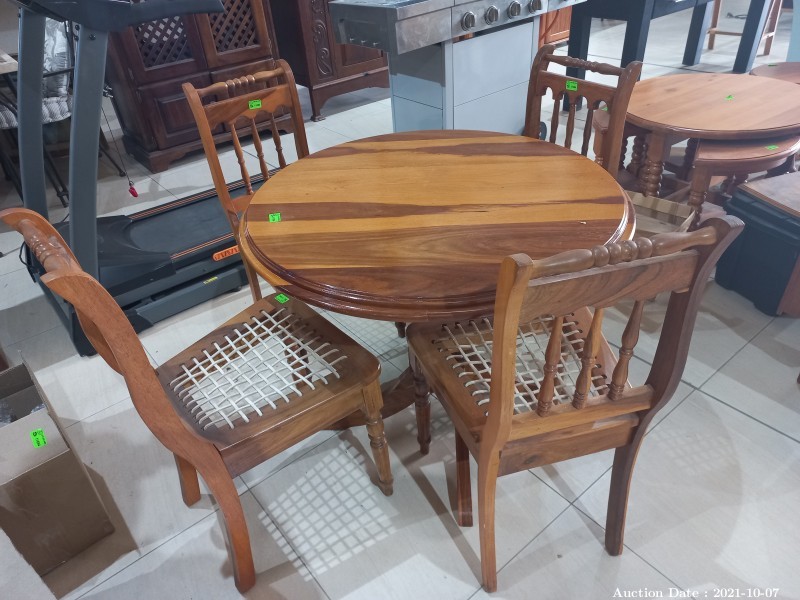 622 - Lovely Solid Stinkwood Table with 4 Riempie Chairs