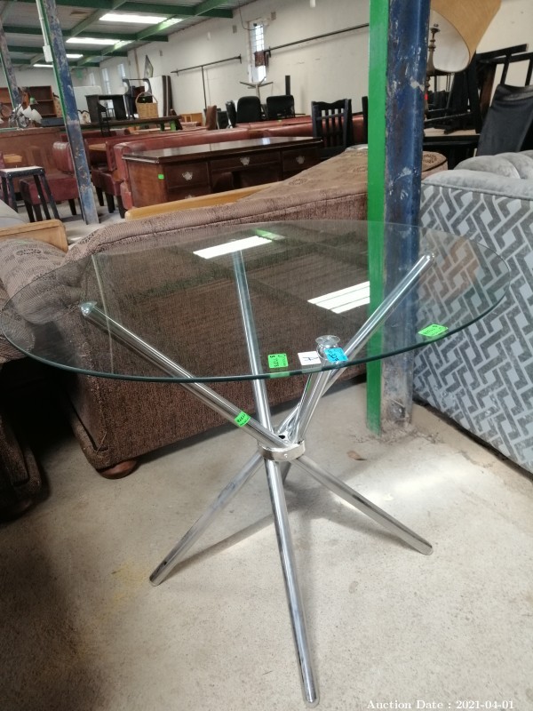 327 Modern Tempered Glass Table with Metal Foot