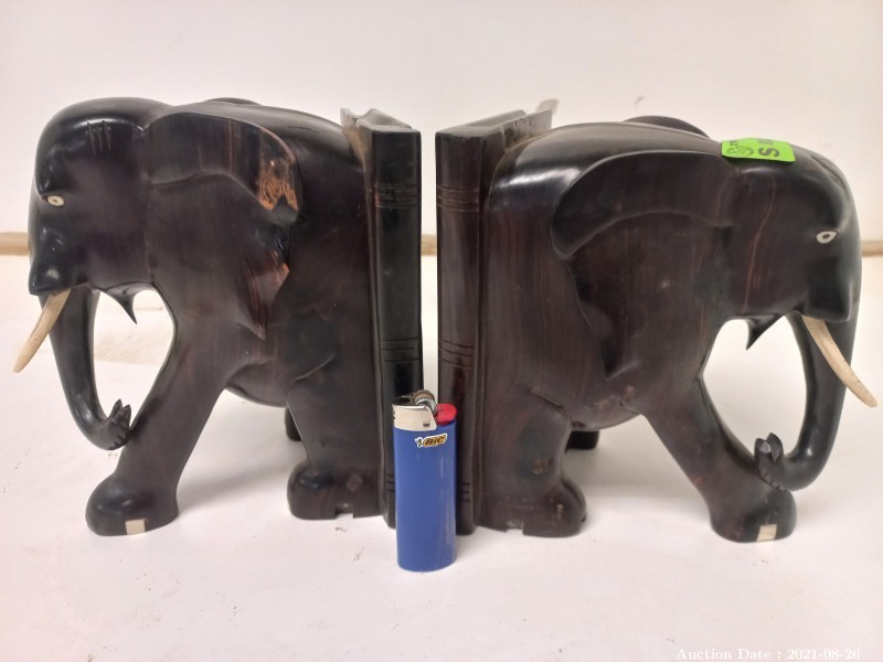 420 - African Ebony Elephant Bookends