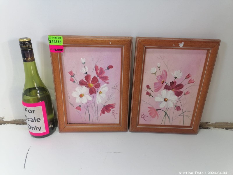 Lot 6338 - Pair of Framed Cosmos Paintings