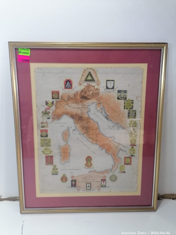 Lot 6339 - Framed Map of Italy