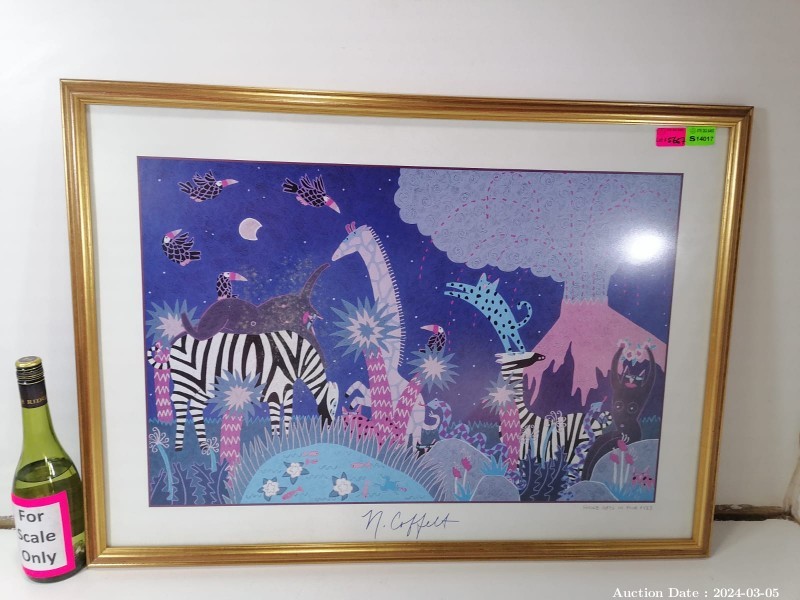 5667 - Framed Nancy Coffelt Print of Various Animals