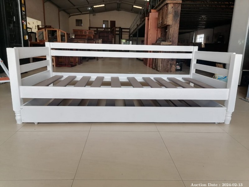 5357 - Wonderful Single Framed Bed with Storage for an Extra Mattress - No Mattress Included