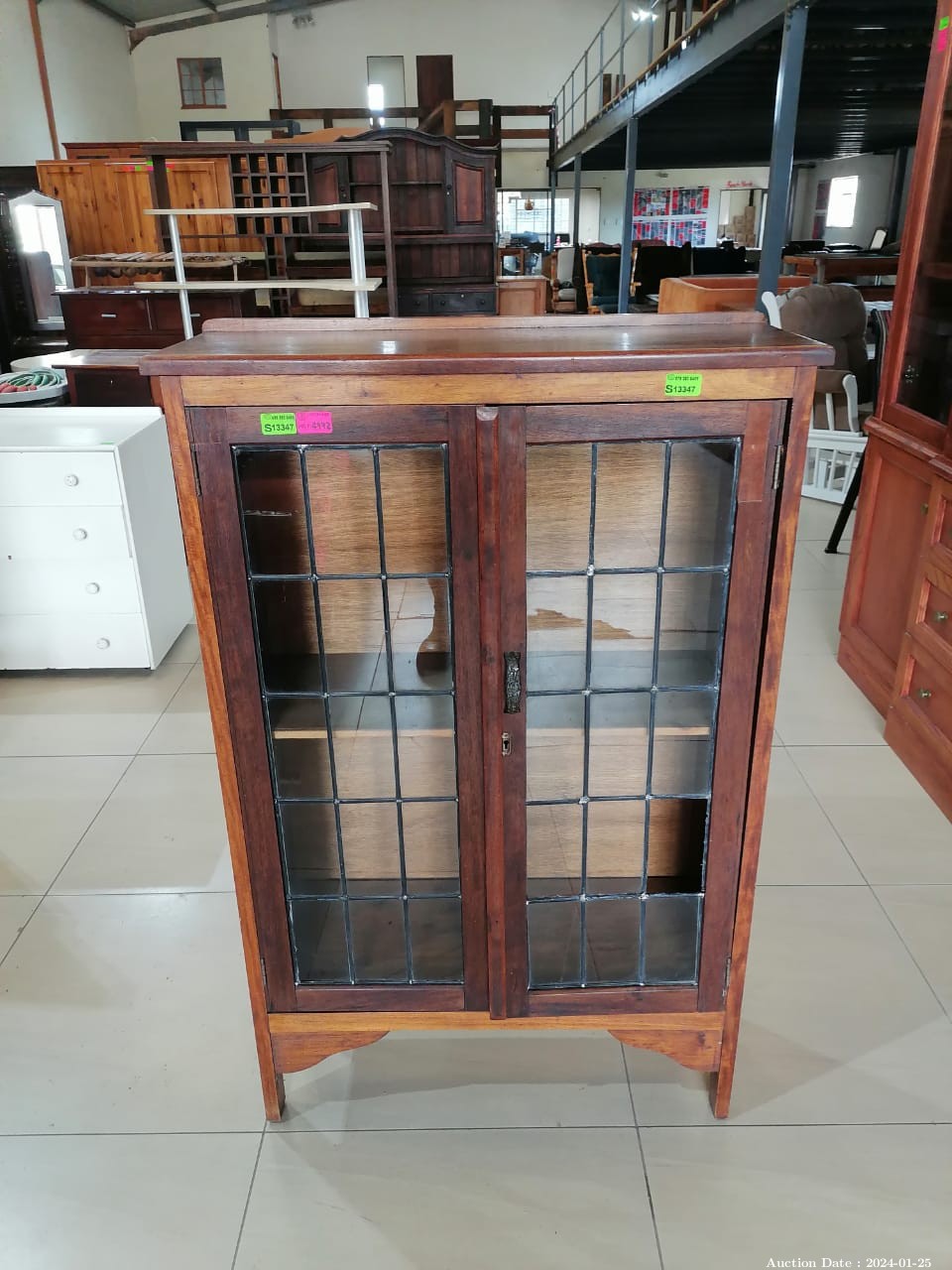 5116 - Solid Wood Cupboard with Stained Glass Style Doors