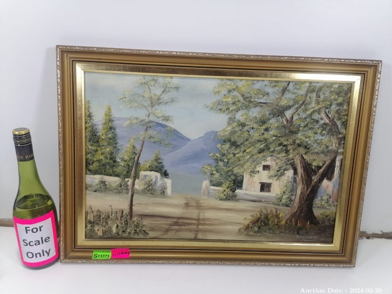 5464 - Beautiful Framed Painting of the Mountains and a Buildings By Joan Horning 76
