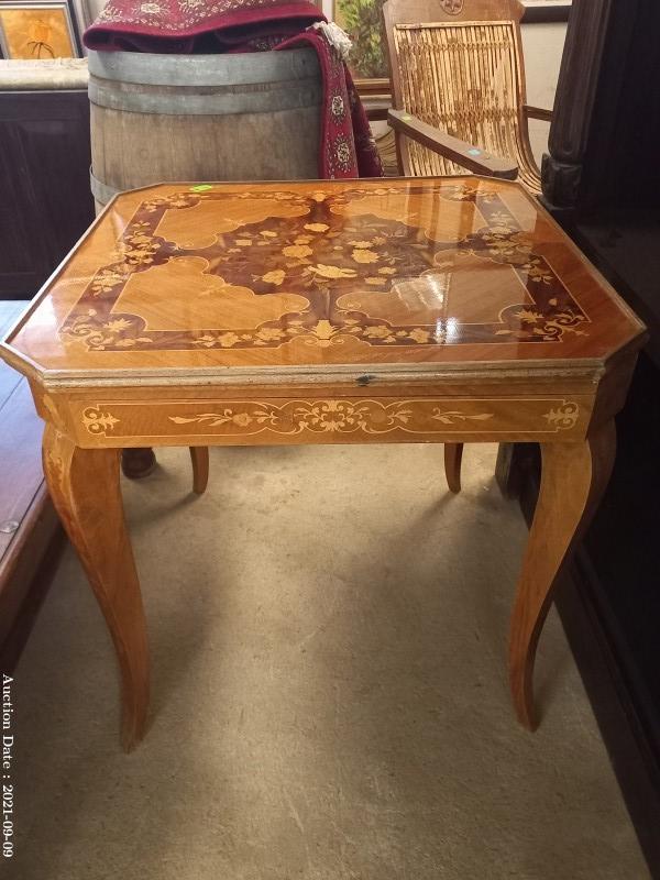 159 - Victorian Style Games Table with Inlay Design and multiple game layers