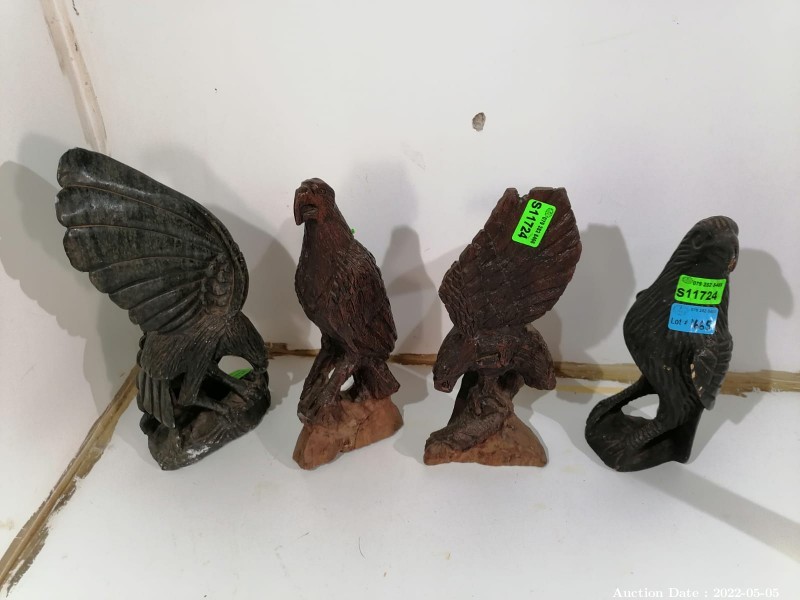 1665 - 4 x Carvings of Eagles, 3 x wood, 1 x stone