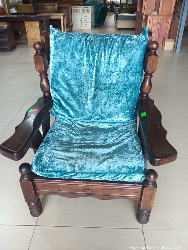 5477 - Solid Wood Armchair with Cushions