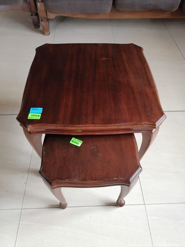 Lot 1468 - Pair of Solid Wood Nesting Tables