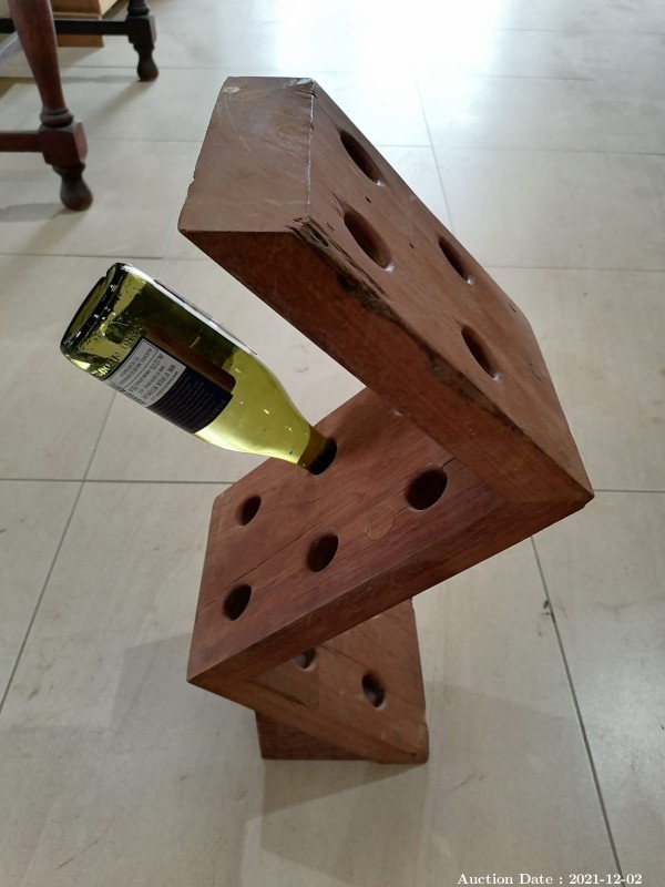 591 - Free Standing Wine Bottle Rack - Solid Wood Railway Sleeper