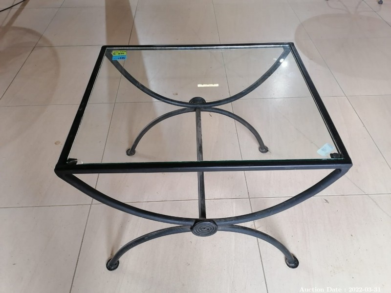 1325 - Wrought Iron & Glass Side Table