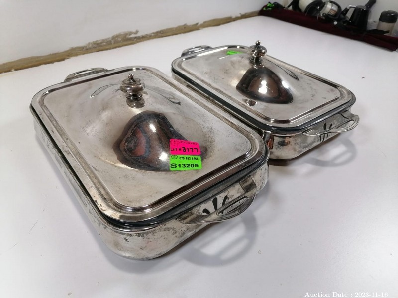 3717 - Silver Plated and Glass Serving Dishes