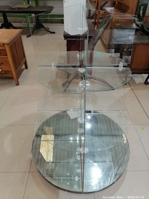 377 - Round Glass Mirrored Display Unit