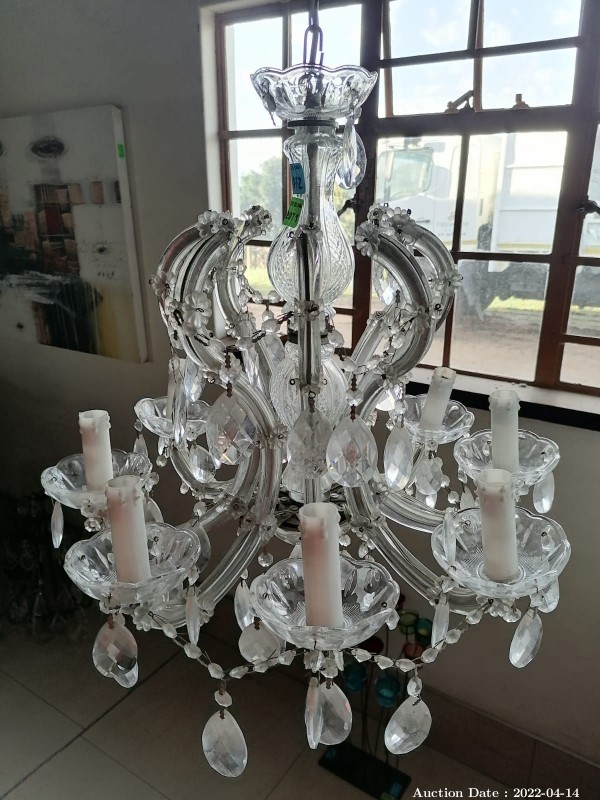 Lot 1472 - Glass Chandelier with candles detail