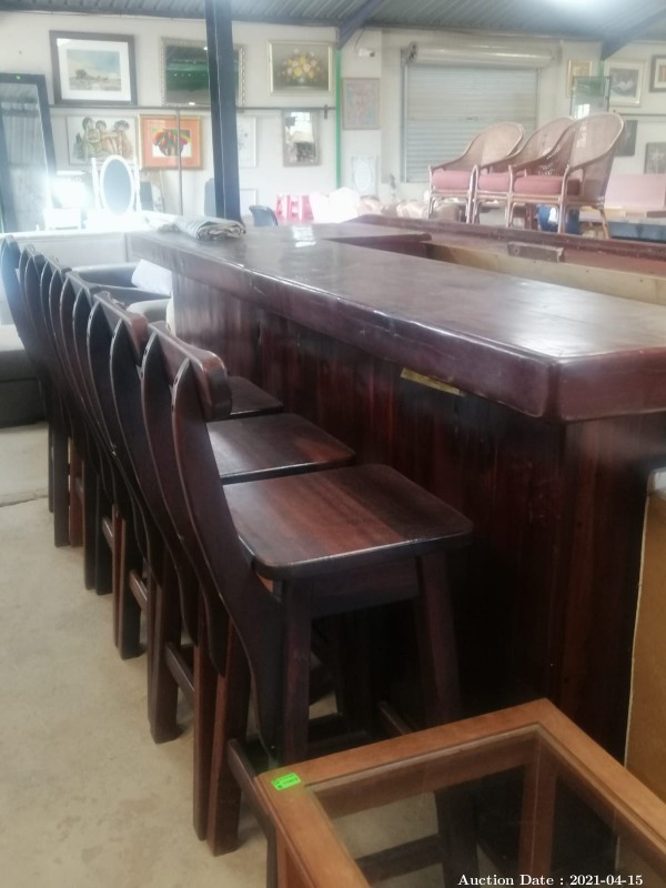 106 Solid Teak Bar Set with counter and 6 Stools