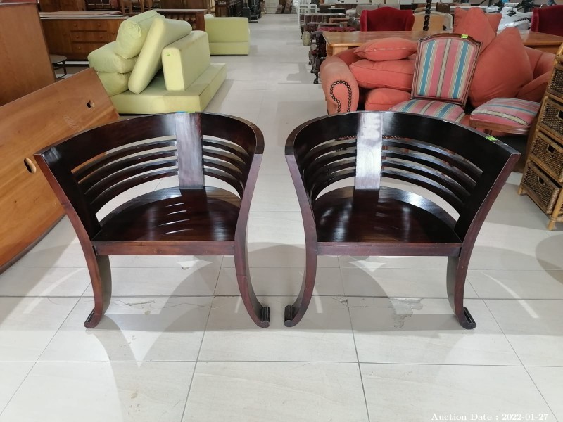 465- Pair of Unusual  Solid Wood Chairs