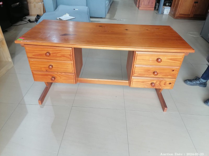 4925 - Solid Wood Desk with 6 Drawers