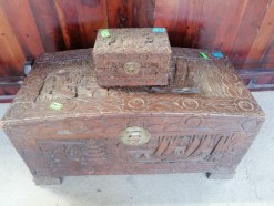 Description 315 Pair of Bali-Style Wooden Chests
