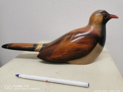 Description 314 - Wooden Sculpture by Feathers of Knysna - Namaqua Dove