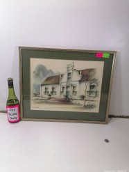 Description 5571 - Framed Picture of a Cape Dutch Home - Boschendal C Pror