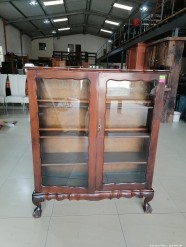 Description 5062 - Solid Wood Display Cabinet with Glass Insert in the Doors and Ball and Claw Feet