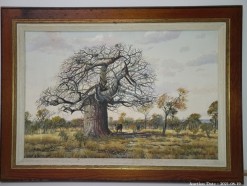 Description 305 - Baobab & Buffalo Oil on Board by Errol Norbury