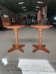 Description 5481 - 2 Round Wood Side Tables