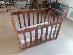 Description 2019 - 1 x Solid Wood Baby Cot with Mattress