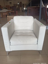 Description 3784 - White Leatherette Armchair