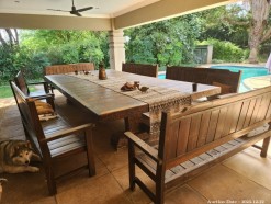 Description 2001 - Absolutely Stunning Solid 4 x 2m Sleeperwood Table & Bench Set