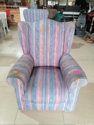 Description 3026 - Beautiful Stripped Upholstered Armchair