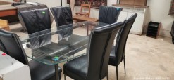 Description 300 Glass Dining Room Table and Chairs