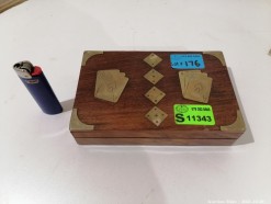 Description 176 - Wooden Card Box with Brass Inlay