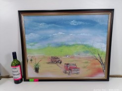Description 4162 - Exquisite Framed Painting of Land Rovers