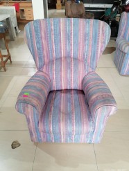 Description 3027 - Beautiful Stripped Upholstered Armchair
