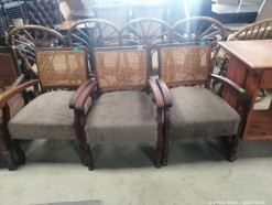Description 117 Absolutely Stunning!! Trio of Solid Wood & Rattan Upholstered Casual Chairs