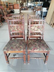 Description 2445 - 4 Beautiful Solid Wood and Upholstered Dining Room Chairs