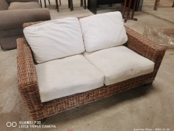 Description 383 - 2-Seater Wicker Couch with Cushions