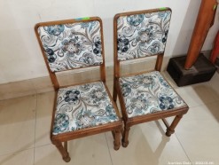 Description 258 - Pair of Attractive Wooden Chairs with Upholstered Cushions