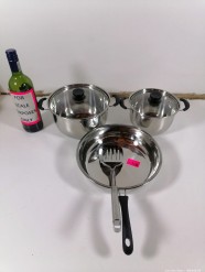 Description 5134 - Stainless Steel Kitchenware - Pots, Frying Pan and Shovel