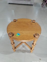 Description 392 - Rustic Solid Wood Side Table with Turned Legs