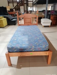 Description 3252 - Lovely Wood Single bed and Head Board including Mattress