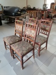 Description 2444 - 4 Beautiful Solid Wood and Upholstered Dining Room Chairs