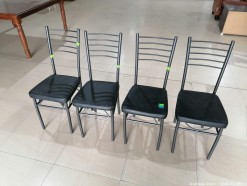 Description 408 - 4 x Metal Chairs with Upholstered Cushions