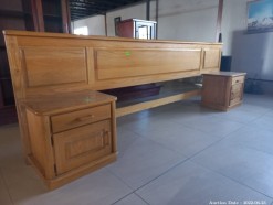 Description 2175 - Solid Wood Headboard with 2 Pedestals with Cupboards and Drawers
