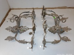 Description 367 - Beautiful Pair of Wall Mounted Candle Holders in Metal and Glass