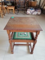 Description 1682 -Interesting Small Table with Turning & Mosaic Detail